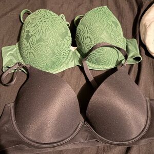Aerie Green Lace and Black Bras